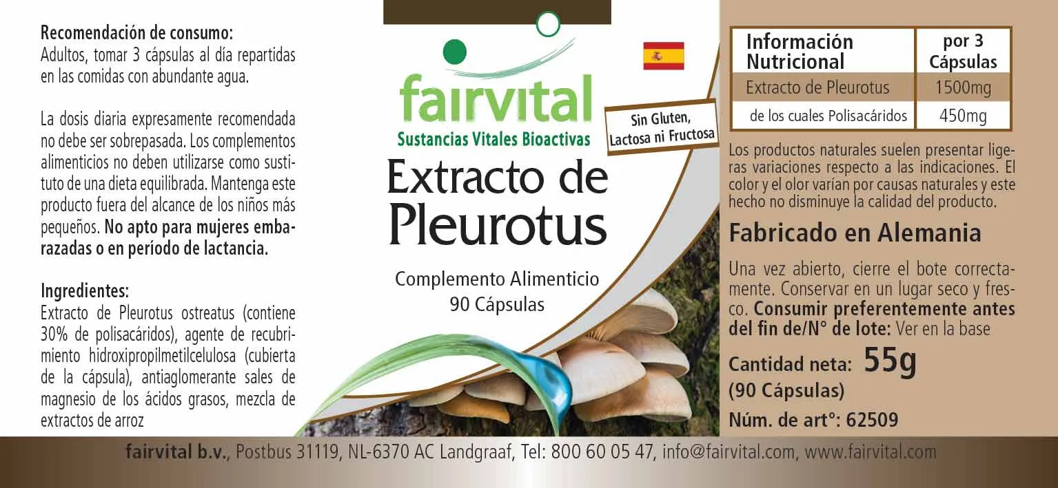 Extracto de Pleurotus - 90 Cápsulas