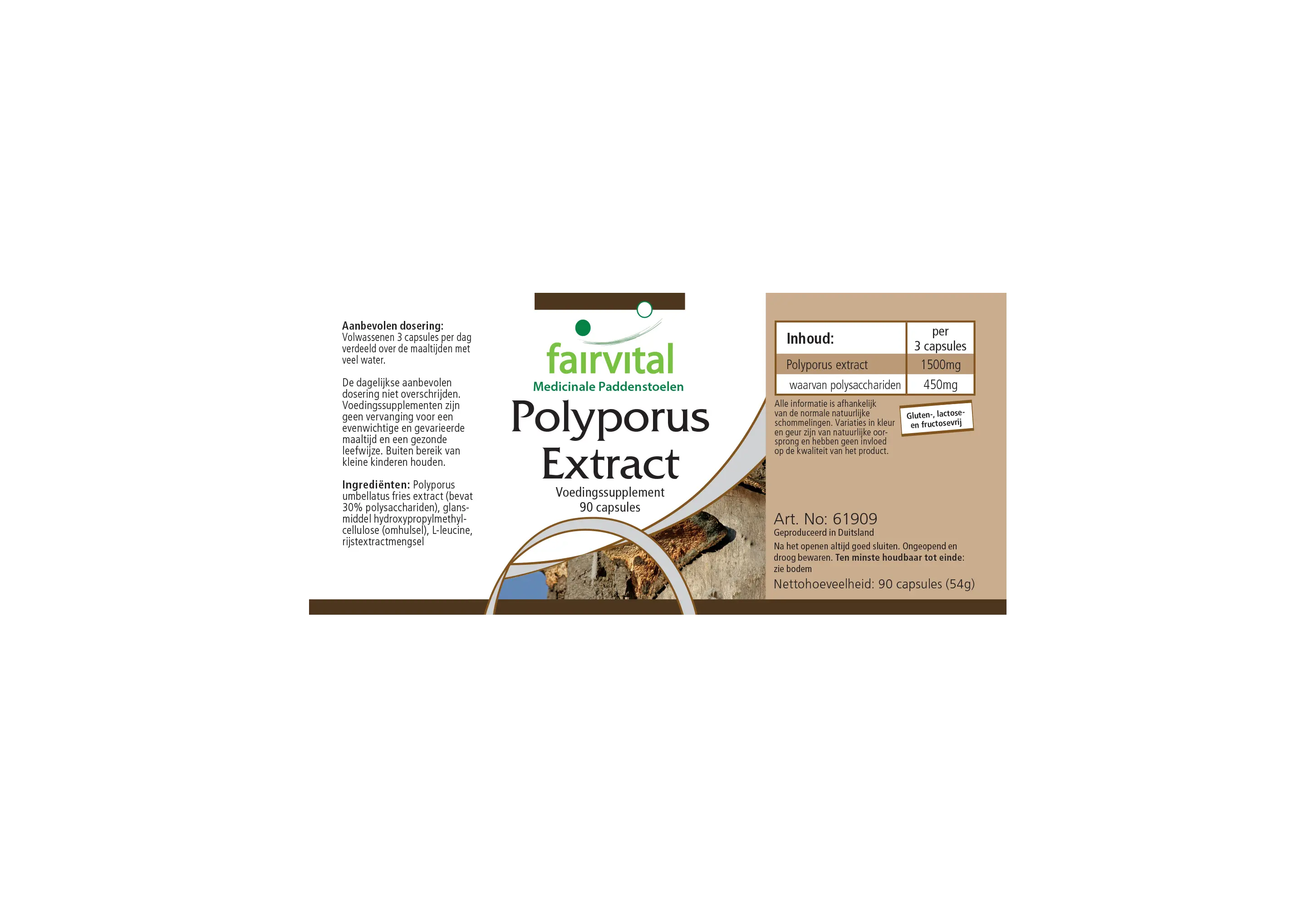 Polyporus Extrakt 500mg - 90 Kapseln - Schluckfreundlich - Polyporus umbellatus - Vegan | Fairvital