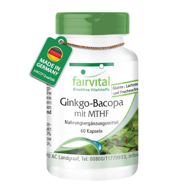 Ginkgo-Bacopa mit MTHF- 60 Kapseln