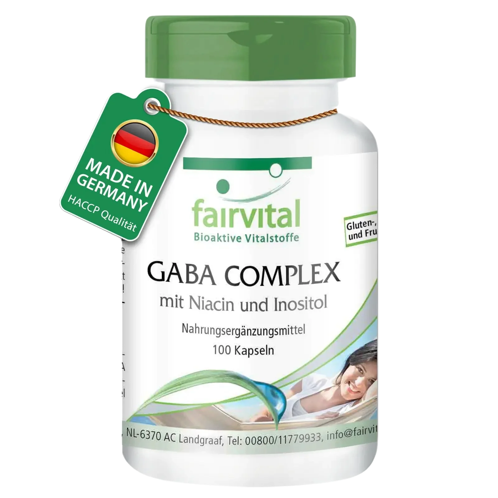 GABA Komplex mit Niacin und Inositol - 100 Kapseln - Hochdosiert und Vegan | Fairvital GABA Komplex mit Niacin und Inositol - 100 Kapseln - Hochdosiert und Vegan | Fairvital