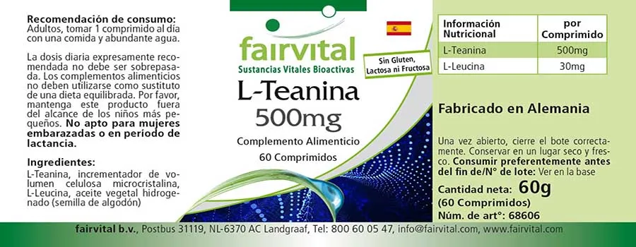 L-Teanina 500mg – 60 comprimidos L-Teanina 500mg – 60 comprimidos