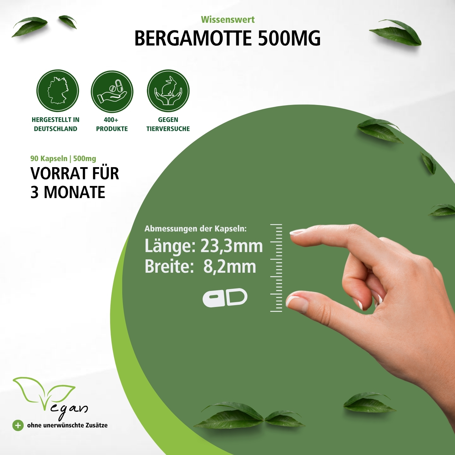 Bergamotte 500mg - 90 Kapseln - 5-fach konzentriert - hochdosiert und vegan | Fairvital