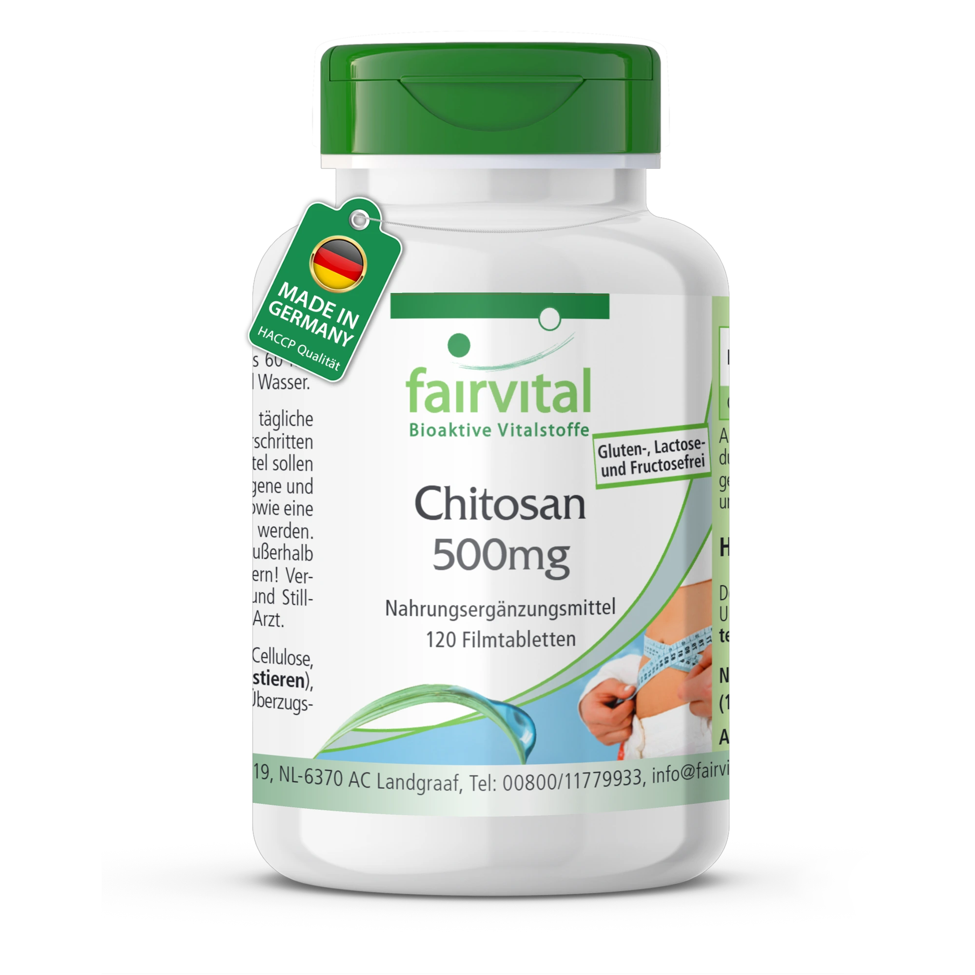 Chitosan 500 mg - 120 film-coated tablets - 3000 mg daily dose - natural dietary fiber - high strength - easy to swallow | Fairvital