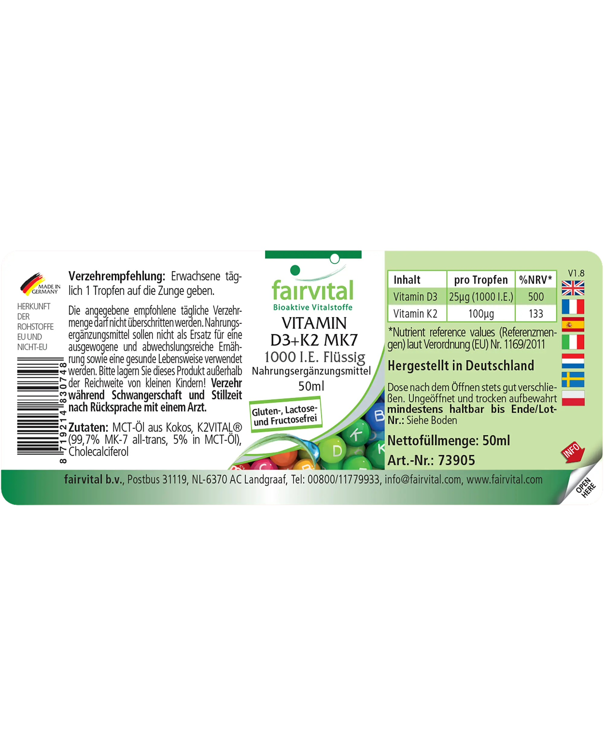 Vitamina D3 + K2 MK7 - 1000 UI + 100 μg (50 ml)