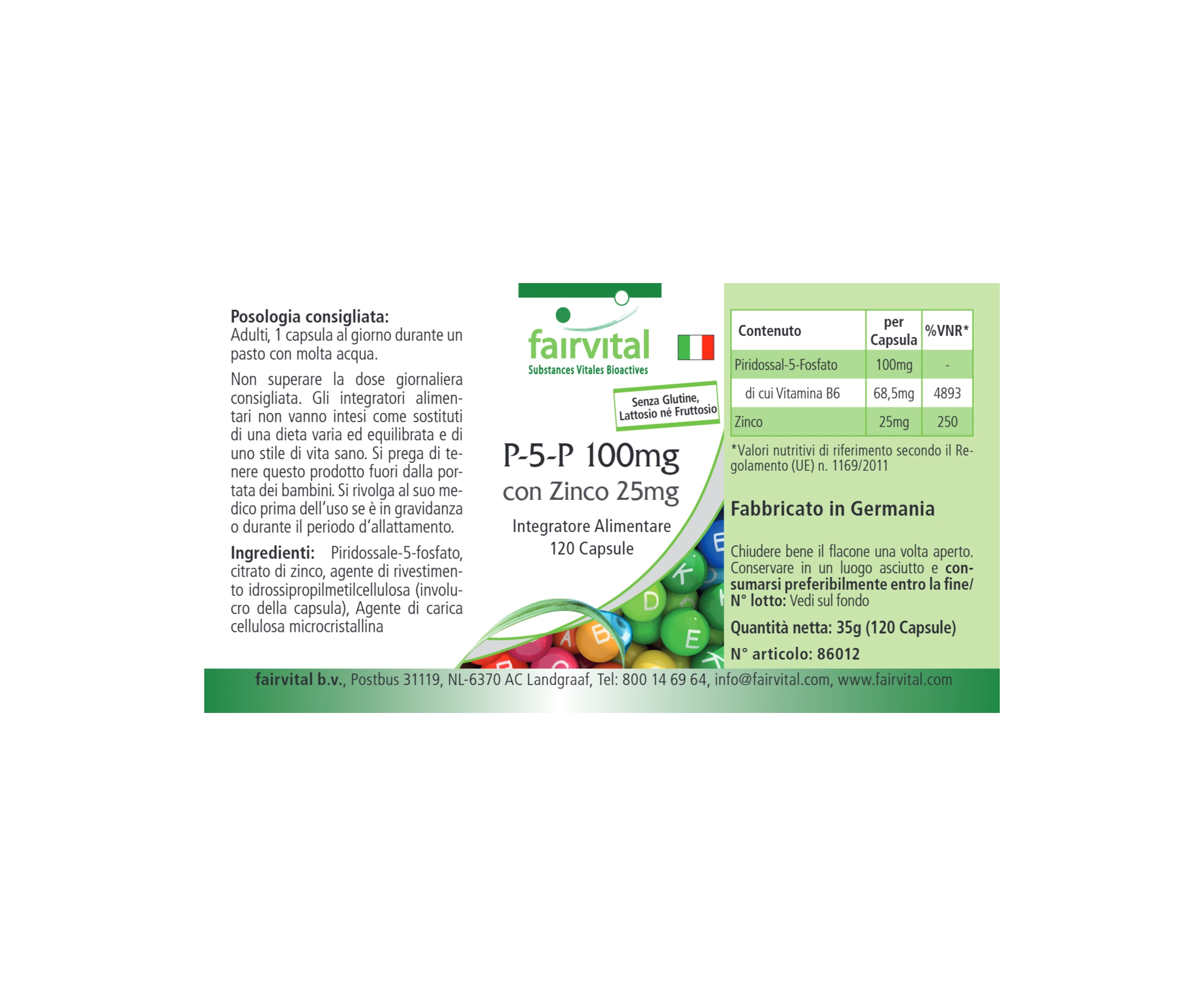 P-5-P 100mg mit Zink 25mg - 120 Kapseln - für Energie, Nervensystem uvm. - hochdosiert und vegan | Fairvital