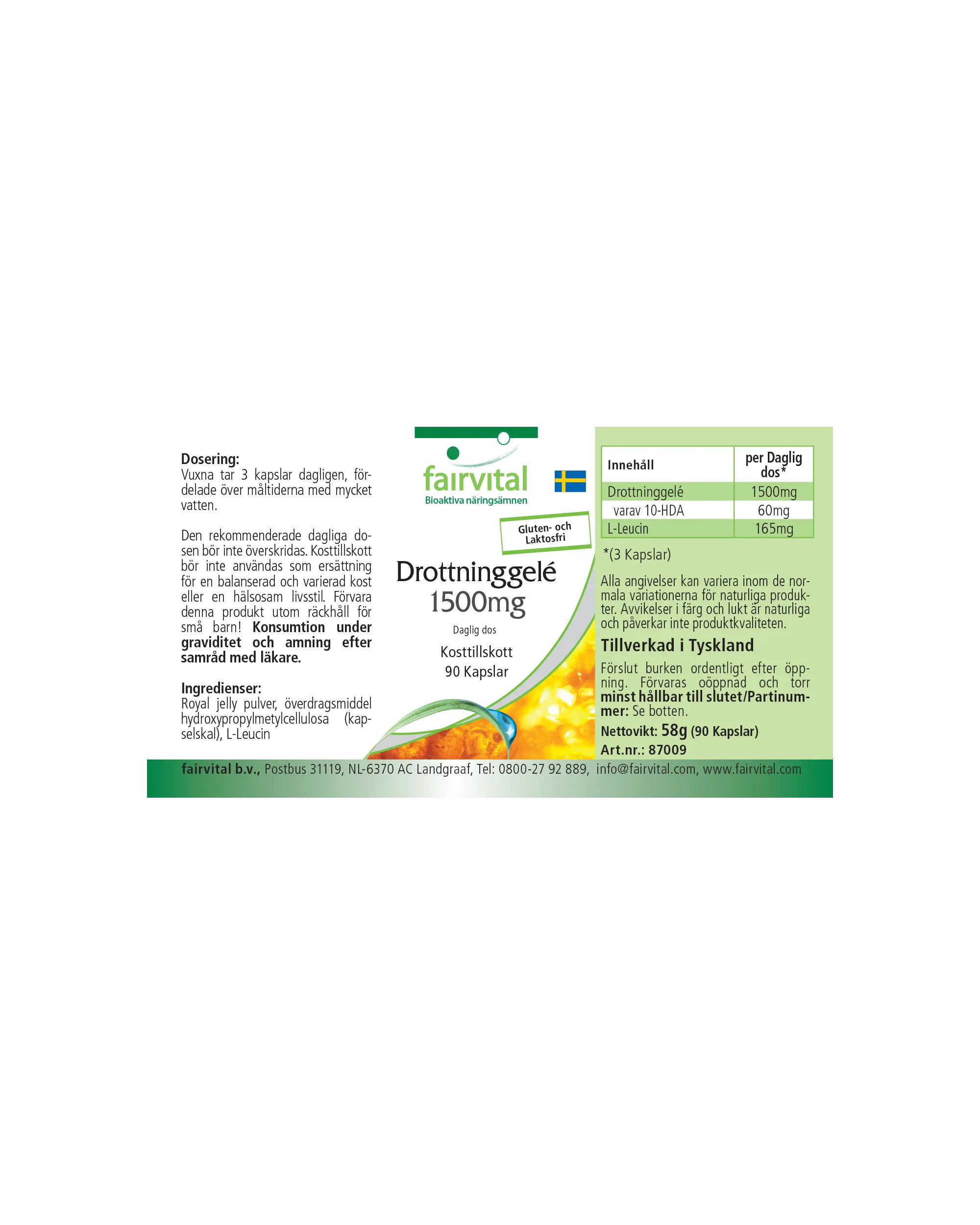 Royal Jelly Extract 1500mg - 90 Capsules