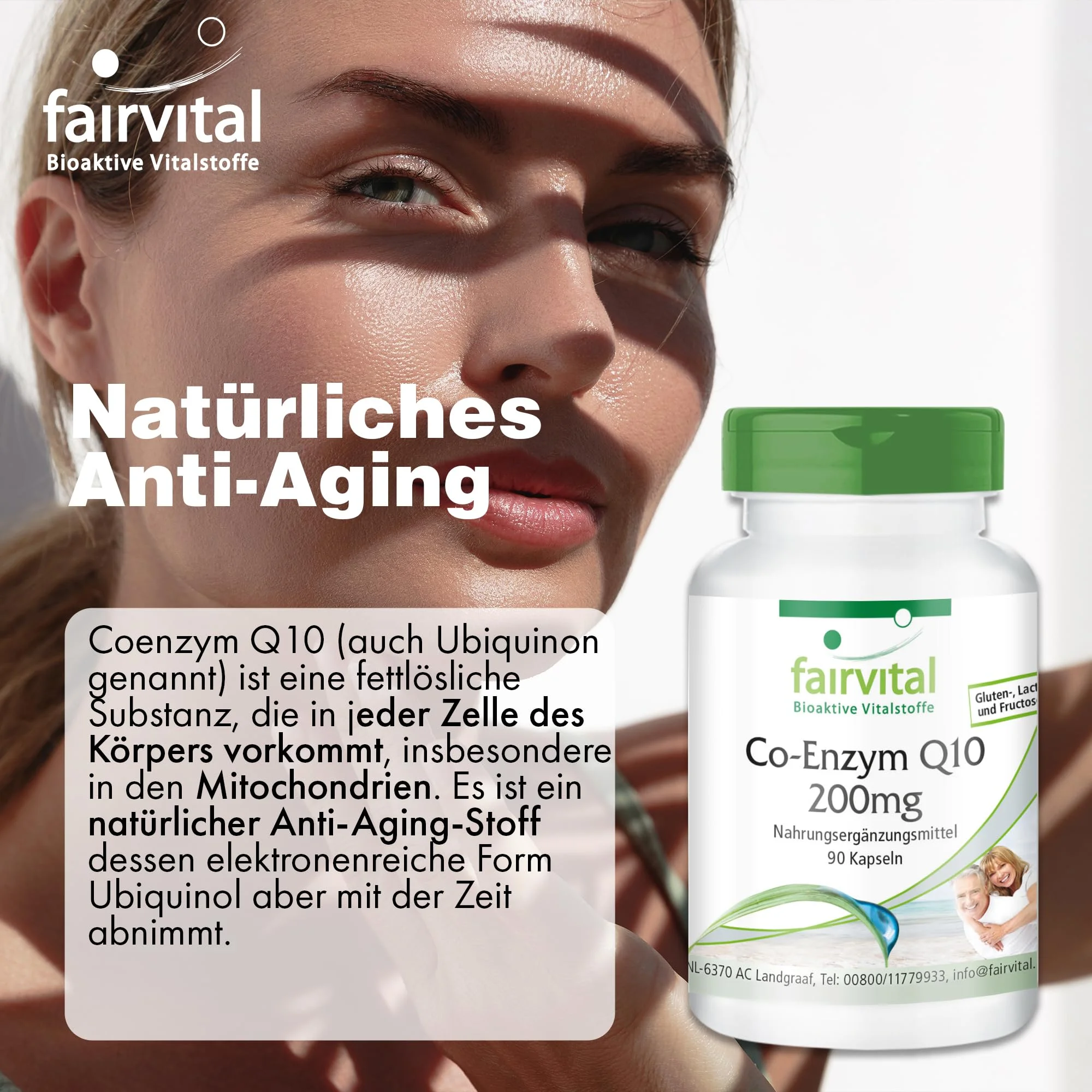 Co-Enzym Q10 200mg - 90 Kapseln - CoQ10 Ubiquinon Kapseln - Hochdosiert und Vegan | Fairvital