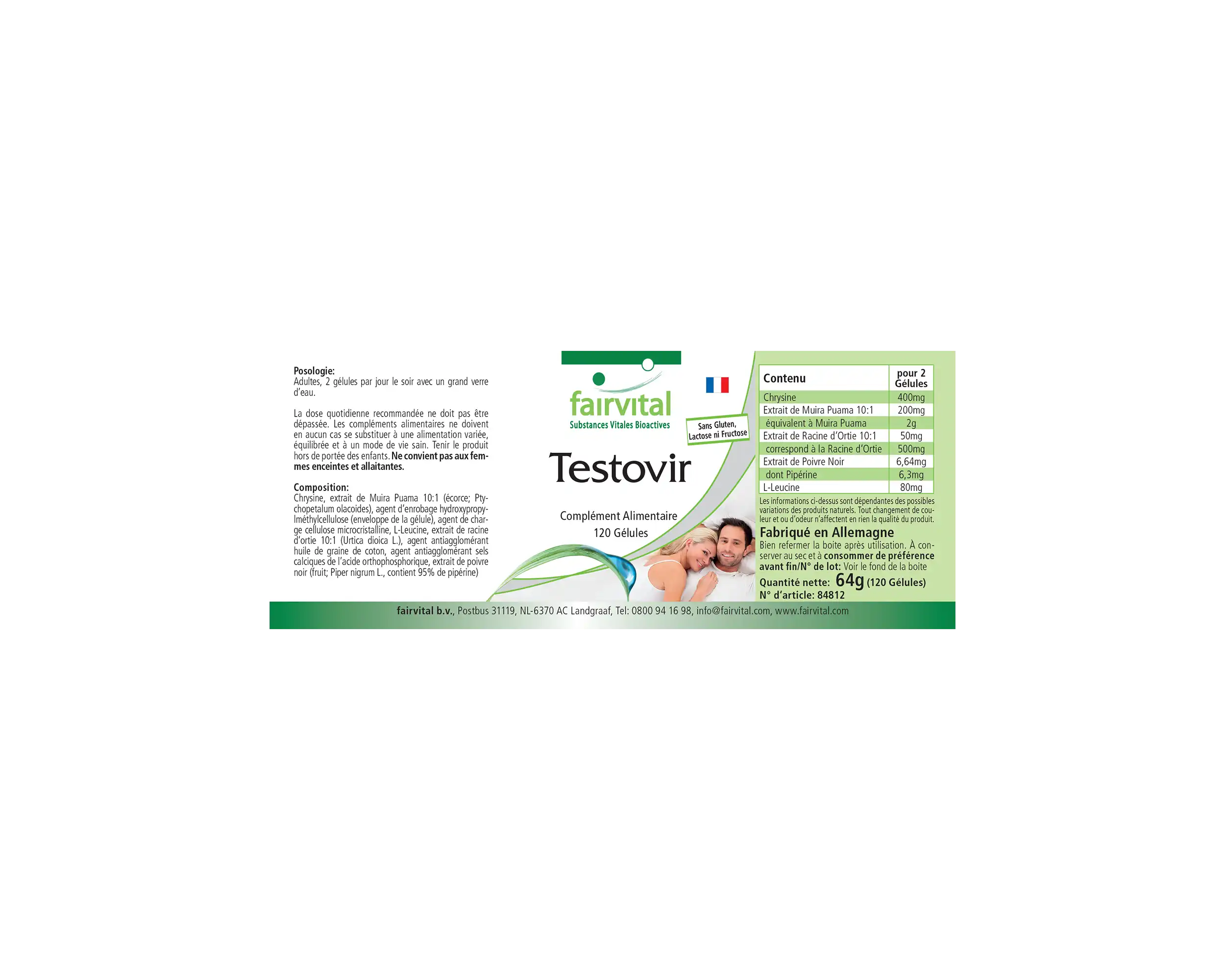 Testovir - 120 Kapseln - mit Muira Puama, Chrysin & Bioperin - Hochdosiert und Vegan | Fairvital