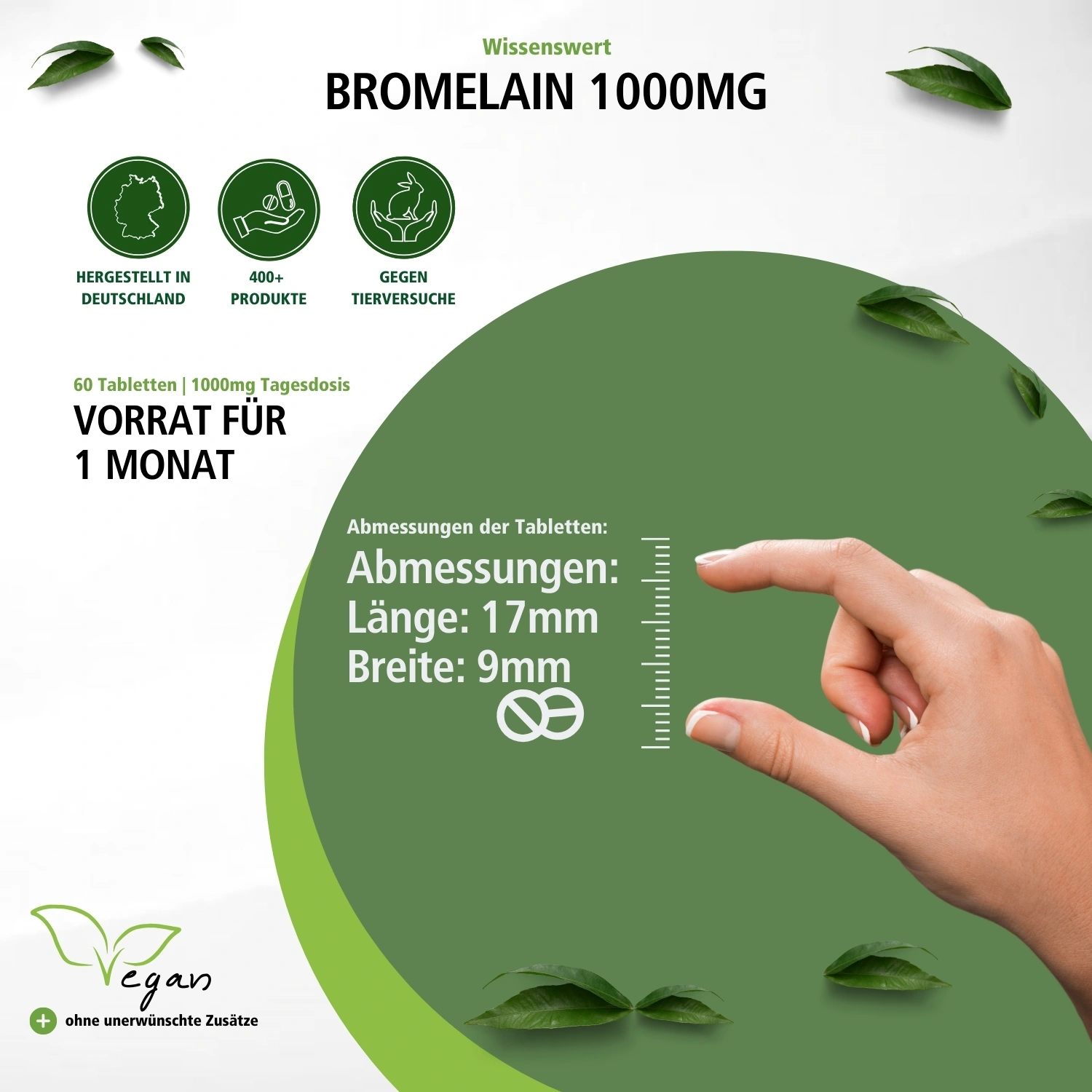 Bromelain 1000mg - 60 Tabletten - 1200 F.I.P. - Ananasenzym - vegan | Fairvital