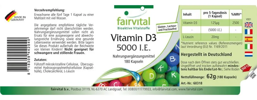 Vitamin D3 5000 I.U. - 180 Capsules Vitamin D3 5000 I.U. - 180 Capsules