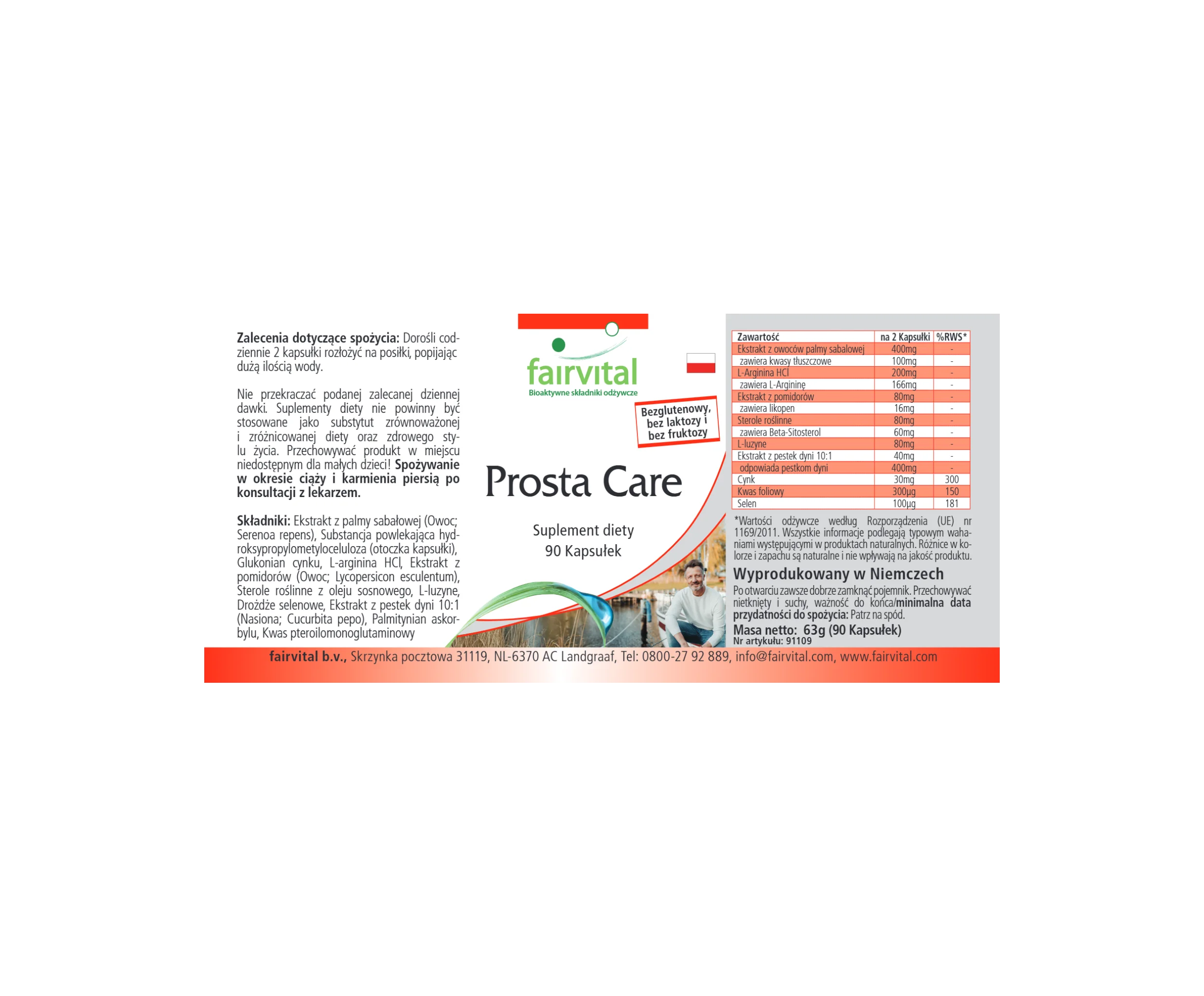 Prosta Care - 90 capsule - con zinco, selenio, licopene e molto altro - Ad alto dosaggio e vegano | Fairvital