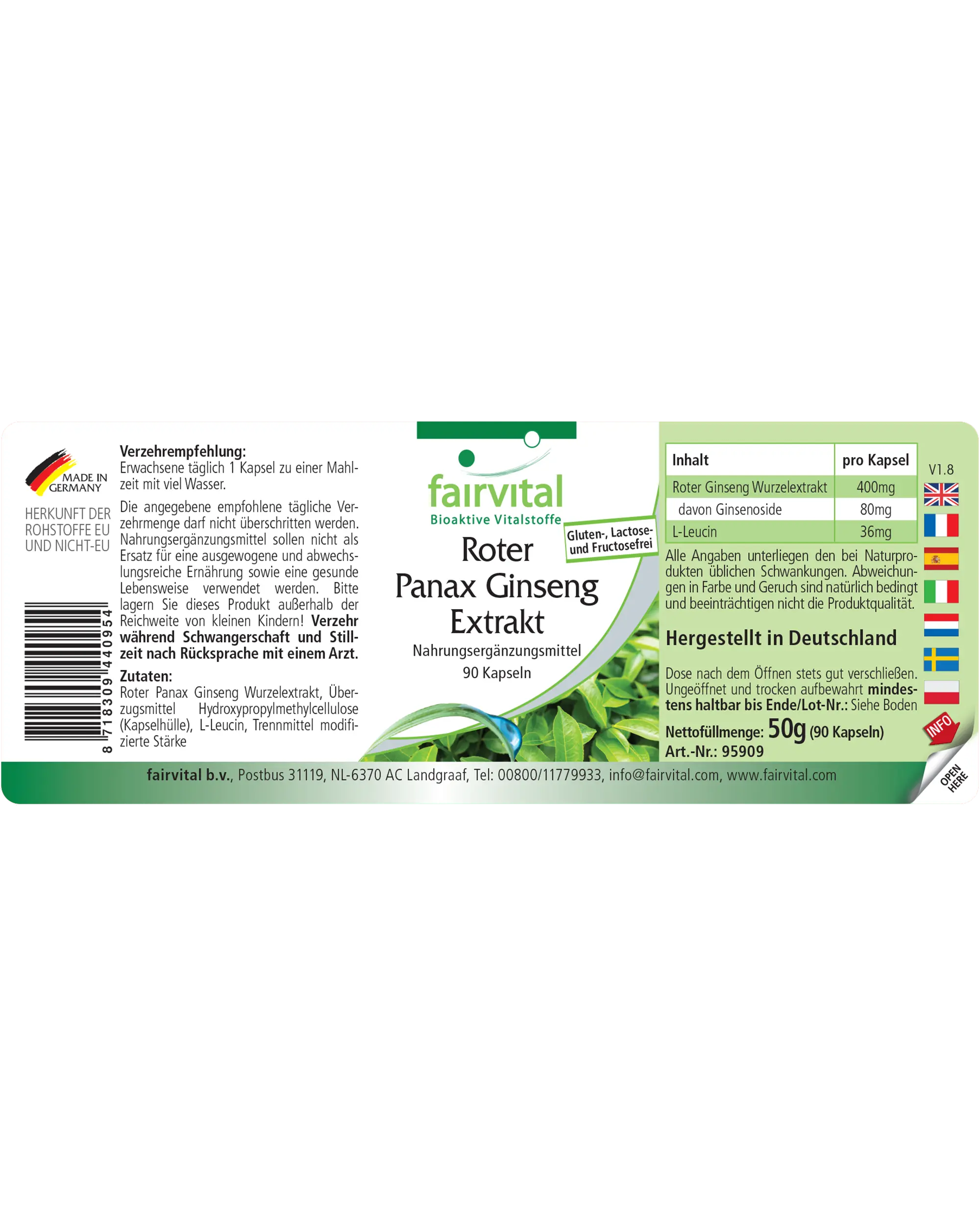 Estratto di Panax Ginseng Rosso 400mg – 90 capsule Estratto di Panax Ginseng Rosso 400mg – 90 capsule