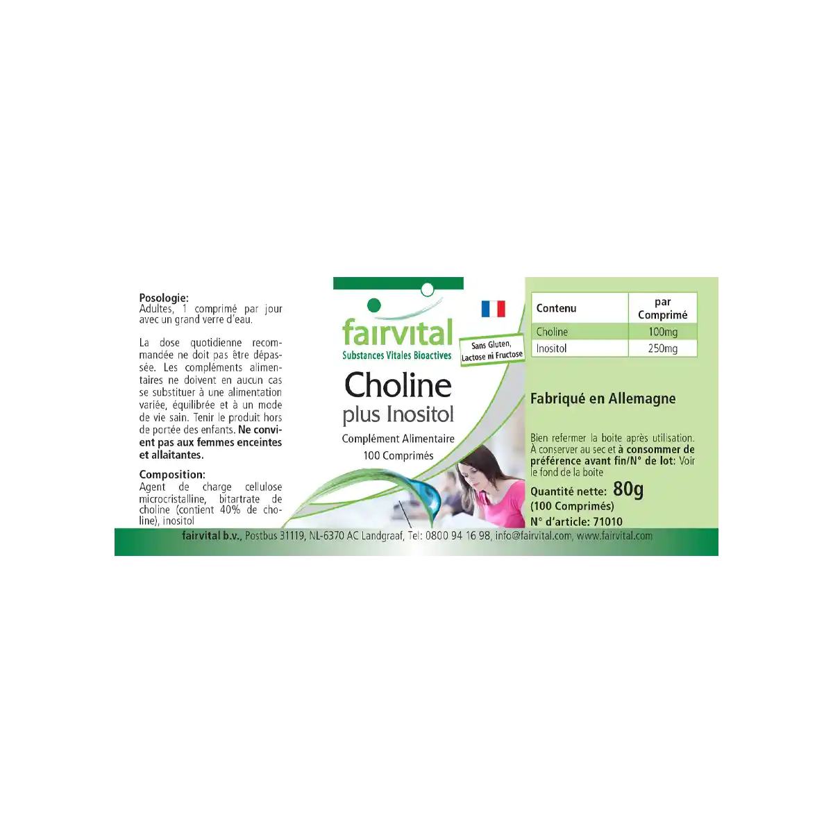 Cholin plus Inositol - 100 Tabletten - für Leberfunktion und Fettstoffwechsel - Hochdosiert und Vegan | Fairvital Cholin plus Inositol - 100 Tabletten - für Leberfunktion und Fettstoffwechsel - Hochdosiert und Vegan | Fairvital