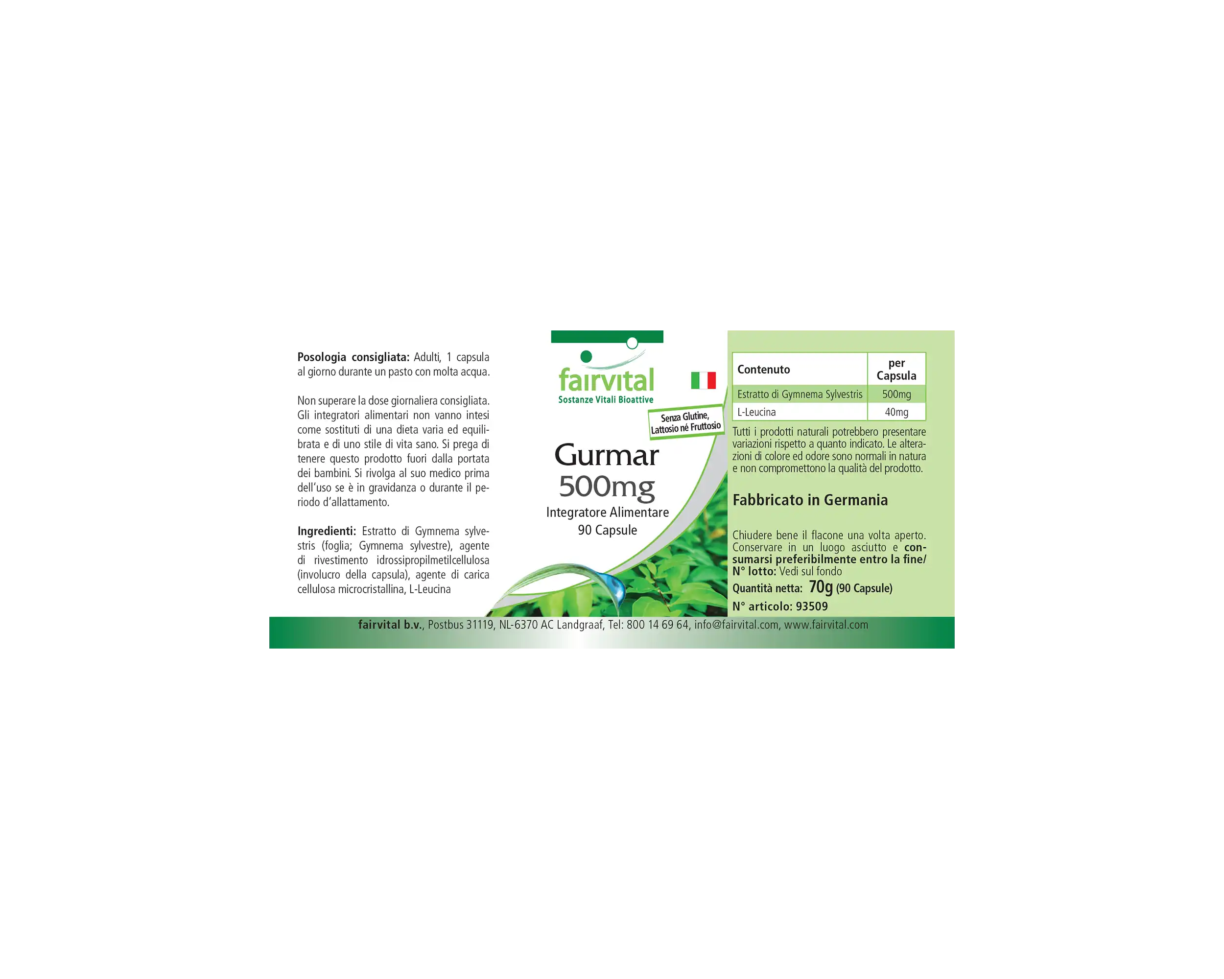 Gurmar 500mg - Gymnema Sylvestre - 90 Kapseln - vegan | Fairvital