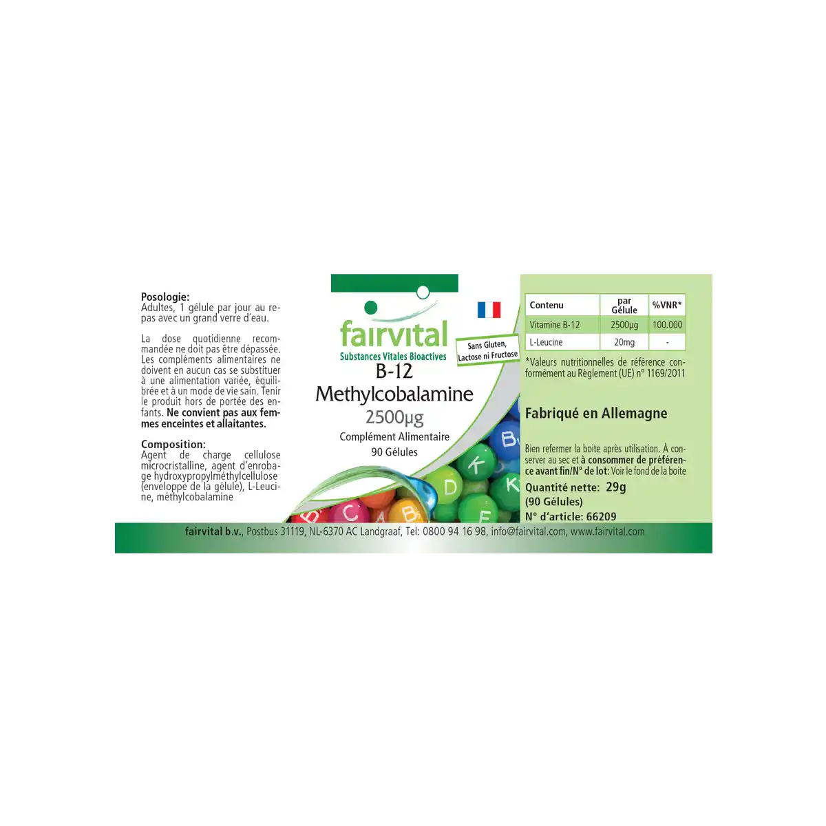 B-12 Methylcobalamin 2500µg - 90 Kapseln - mit Vitamin B12 für Immunsystem, gegen Müdigkeit - Vegan | Fairvital B-12 Methylcobalamin 2500µg - 90 Kapseln - mit Vitamin B12 für Immunsystem, gegen Müdigkeit - Vegan | Fairvital
