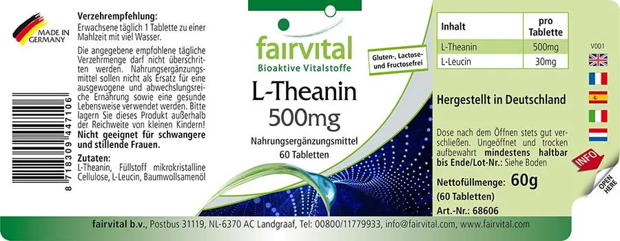 L-Theanine 500mg – 60 tablets
