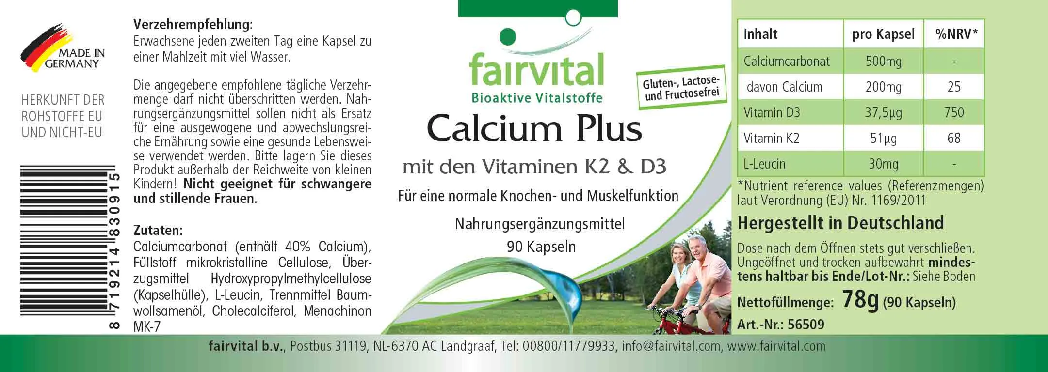 Calcio Plus con vitaminas K2 y D3