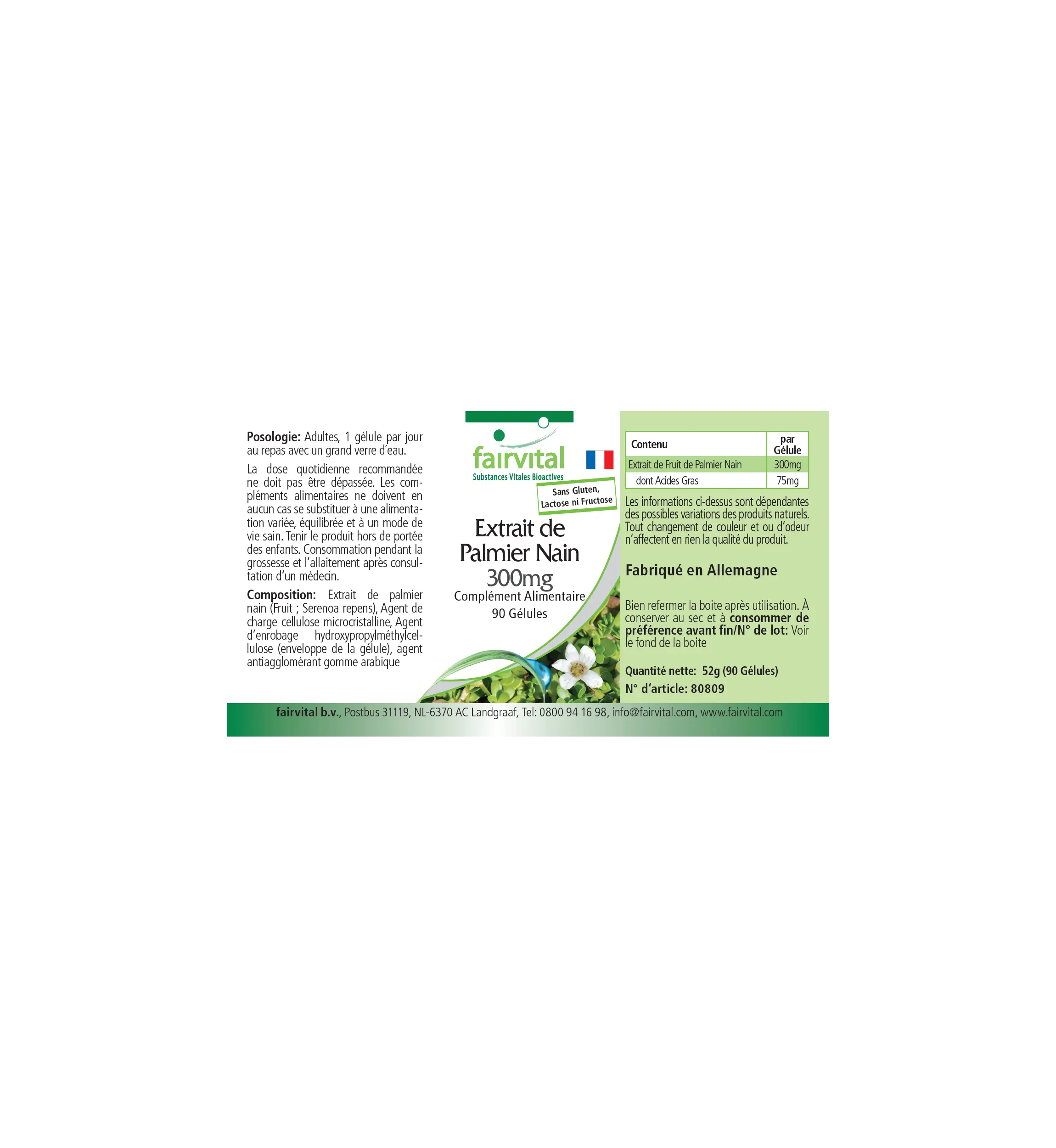 Saw Palmetto Extract 300 mg - 90 capsules - easy to swallow - with beta-sitosterol - vegan | Fairvital