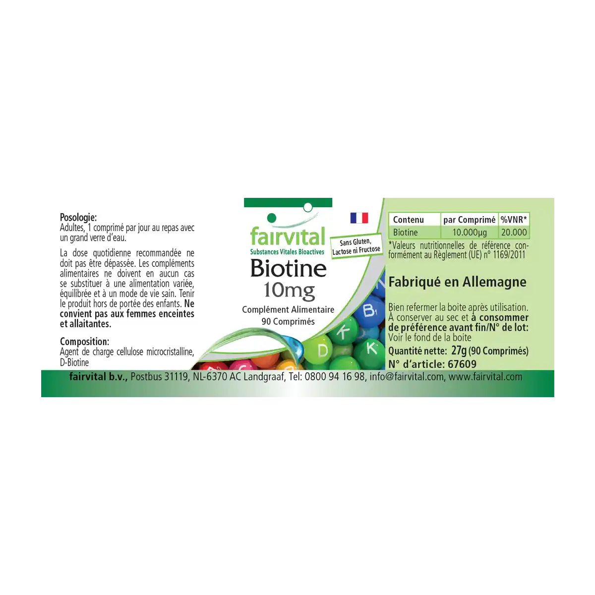Biotin 10mg - 90 Tabletten - mit 10000mcg Vitamin B7 pro Tablette -  für Haare, Haut, und Nervensystem - Hochdosiert und Vegan | Fairvital Biotin 10mg - 90 Tabletten - mit 10000mcg Vitamin B7 pro Tablette -  für Haare, Haut, und Nervensystem - Hochdosiert und Vegan | Fairvital