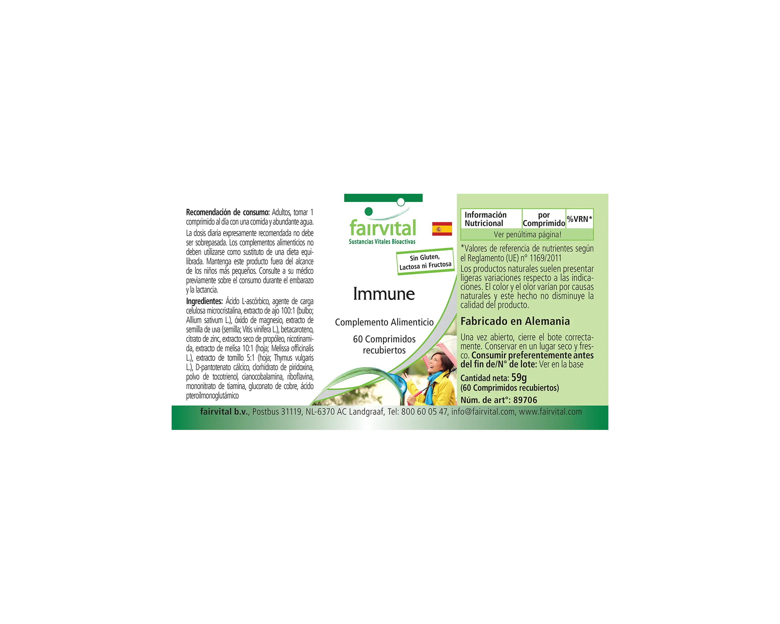 Immune - 60 compresse rivestite con film - con vitamina B12, C, zinco, rame e molto altro - per il sistema immunitario, contro l'affaticamento e molto altro | Fairvital