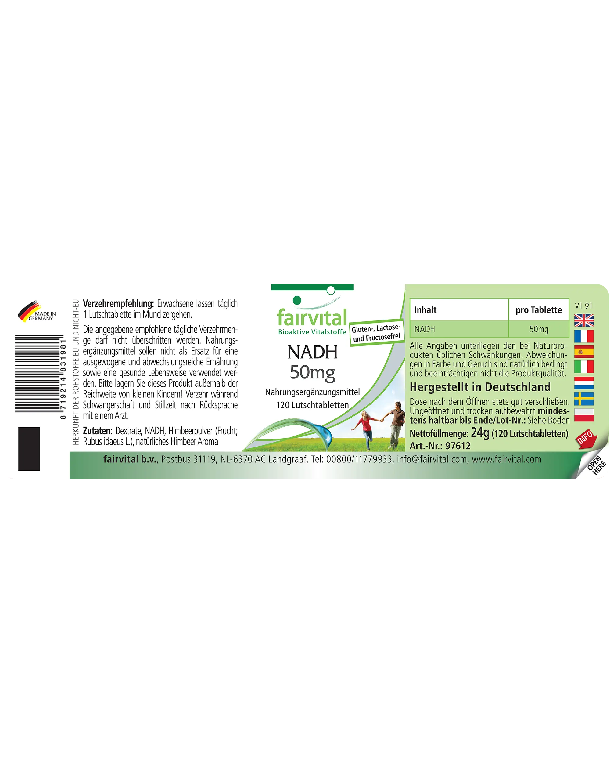 NADH 50mg - 120 comprimidos para chupar - Vegano | Fairvital
