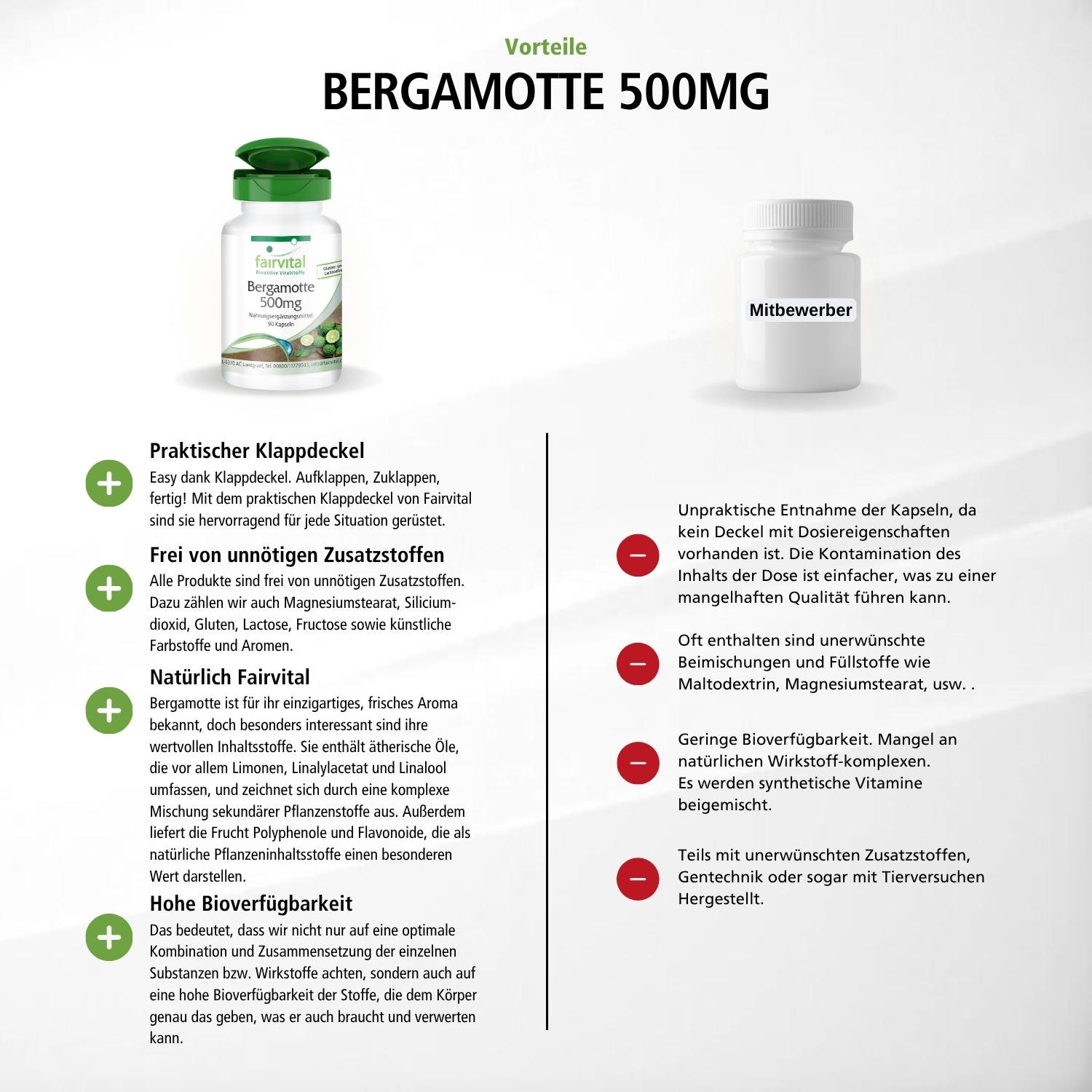 Bergamotte 500mg - 90 Kapseln - 5-fach konzentriert - hochdosiert und vegan | Fairvital