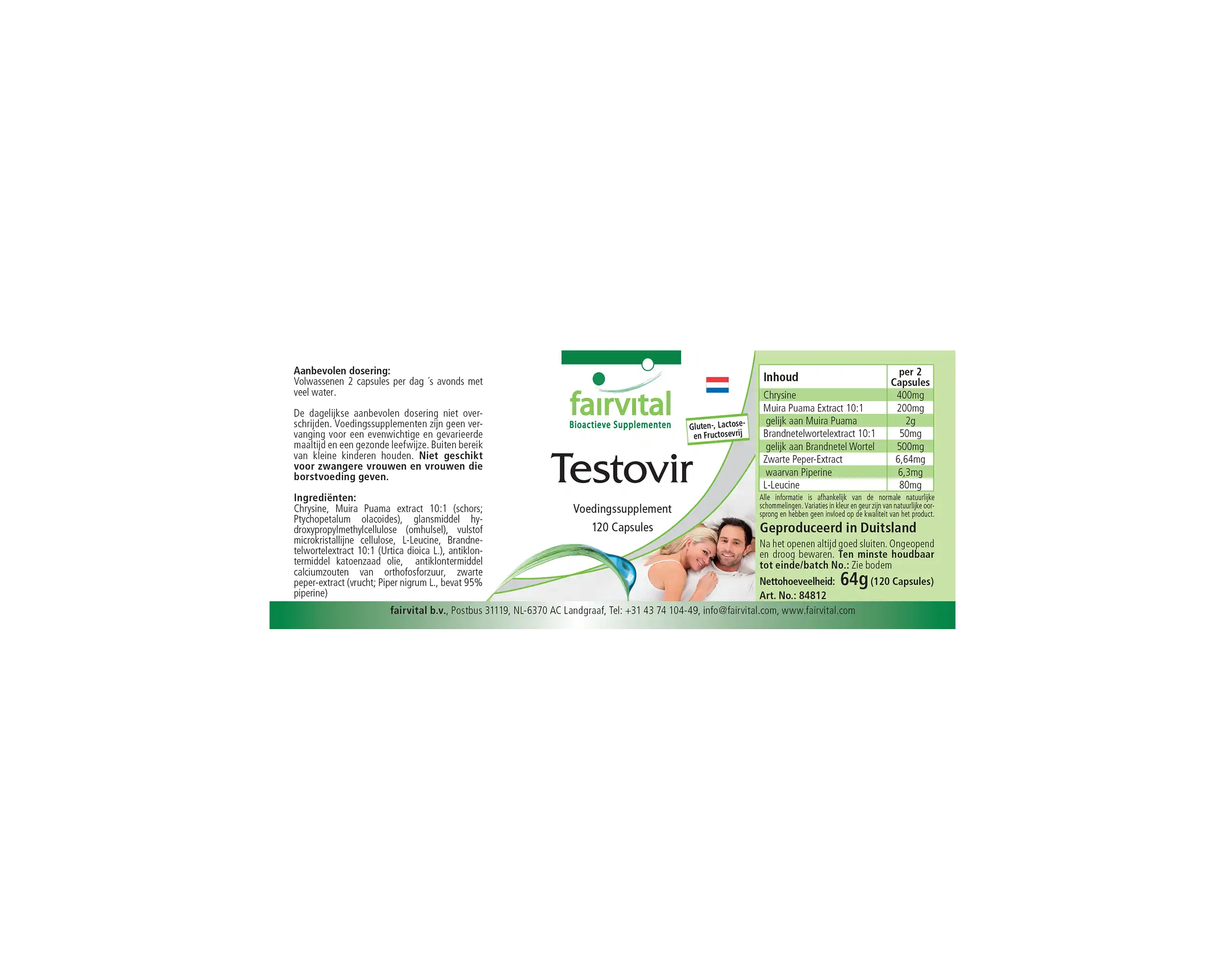 Testovir - 120 Kapseln - mit Muira Puama, Chrysin & Bioperin - Hochdosiert und Vegan | Fairvital