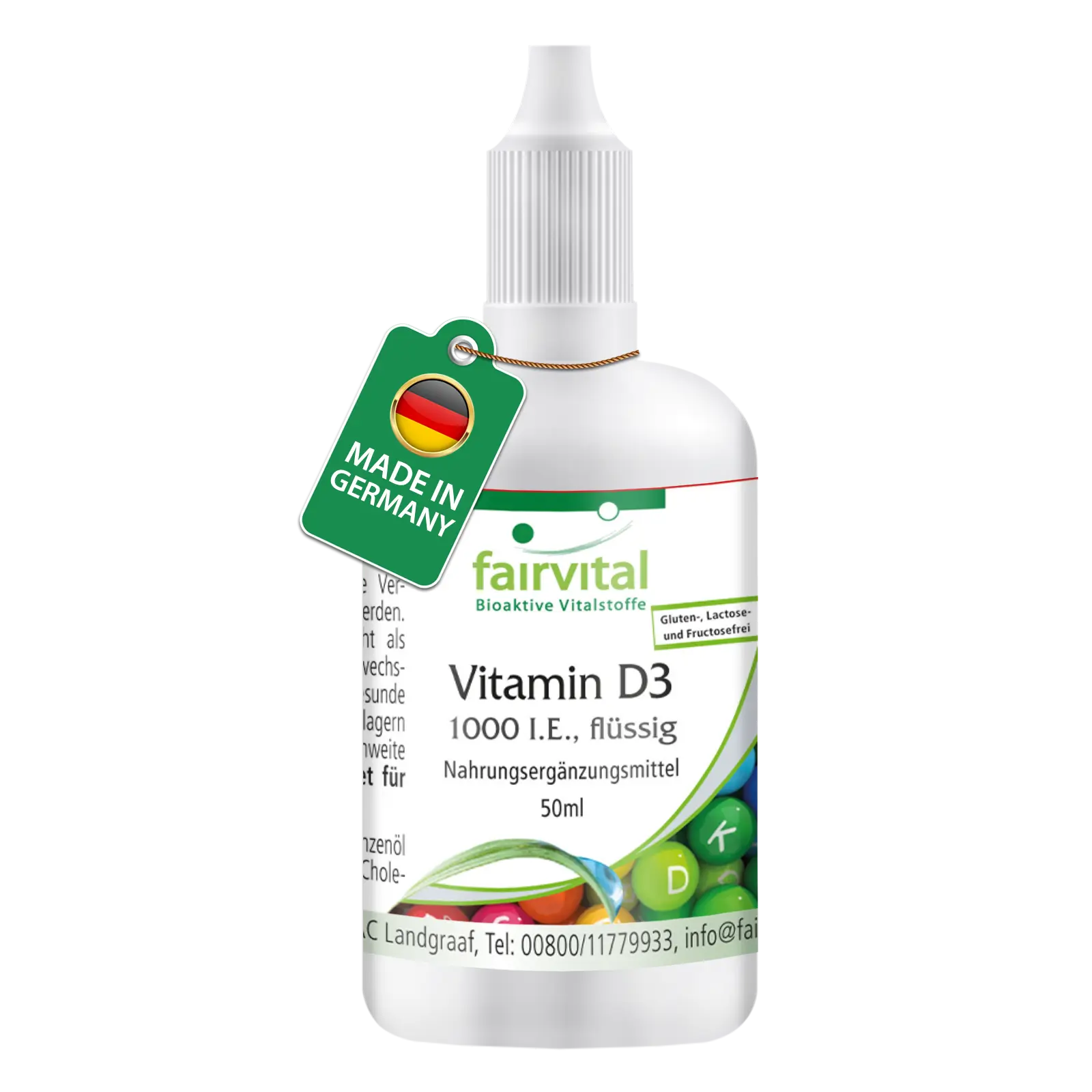 Vitamin D3 flüssig 1000 I.E. pro Tropfen | Fairvital Vitamin D3 flüssig 1000 I.E. pro Tropfen | Fairvital