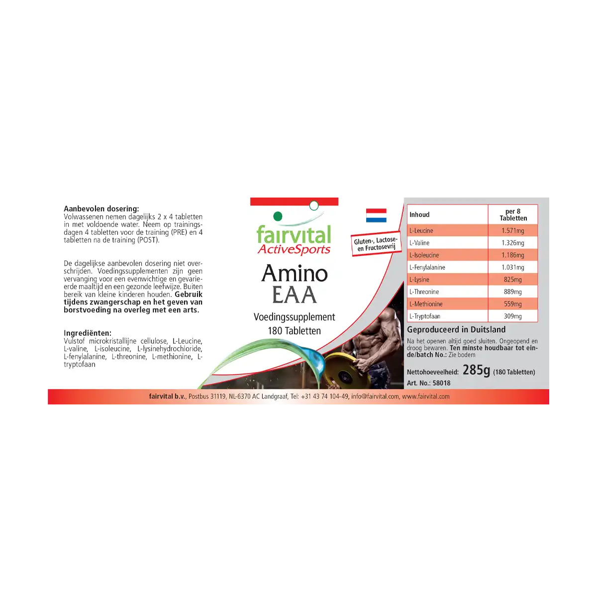 Amino EAA - 180 Tabletten - Mehr als 7500mg essenzielle Aminosäuren - Hochdosiert und Vegan | Fairvital Amino EAA - 180 Tabletten - Mehr als 7500mg essenzielle Aminosäuren - Hochdosiert und Vegan | Fairvital