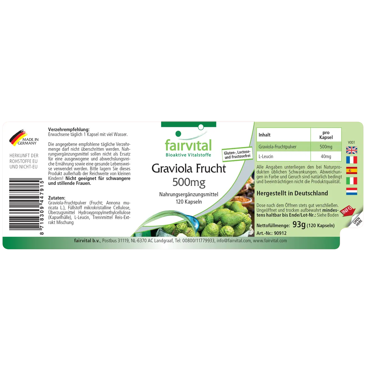 Frutto Graviola 500mg - 120 capsule Frutto Graviola 500mg - 120 capsule