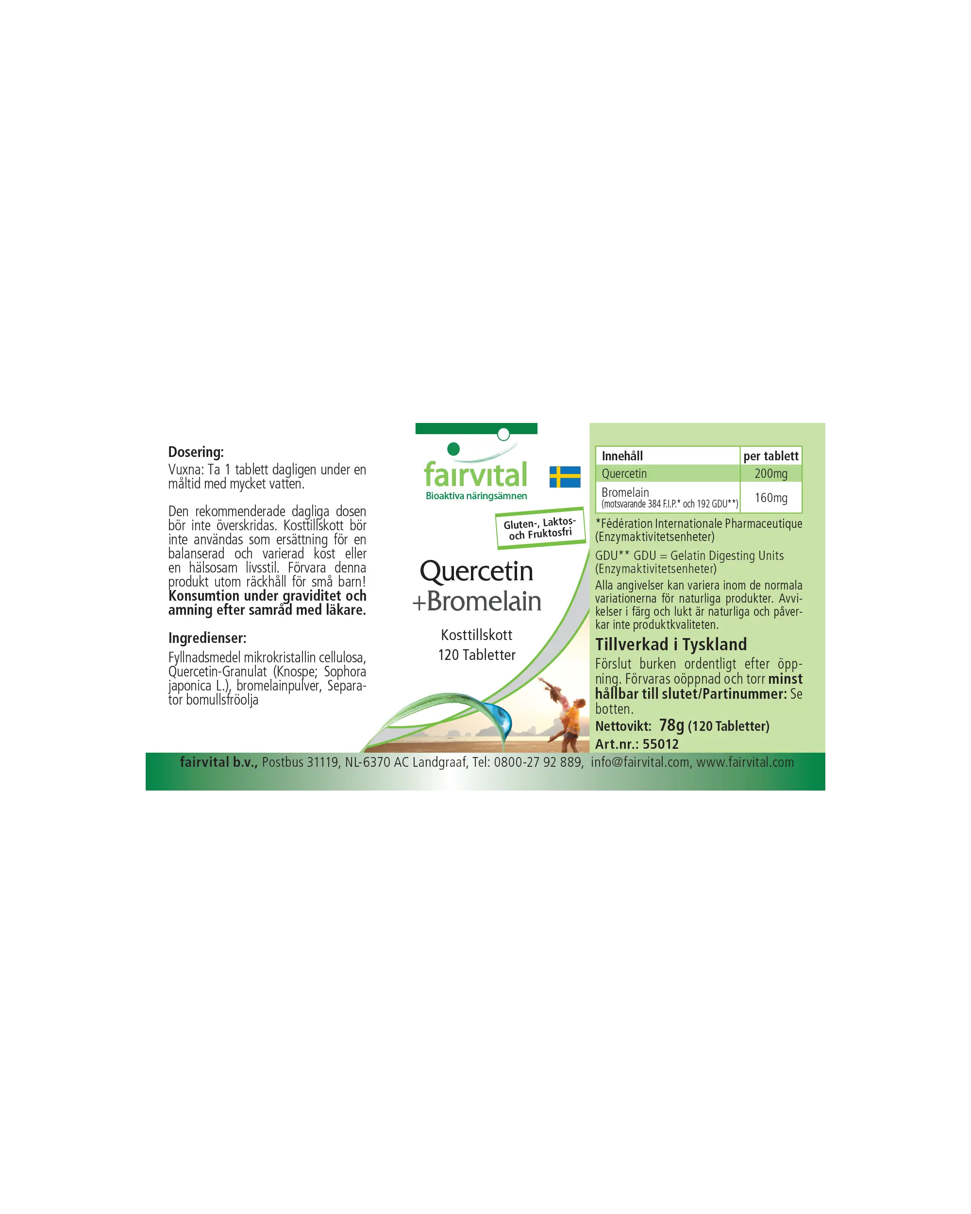 Quercetina + Bromelina - 120 compresse - Alto dosaggio e vegano | Fairvital