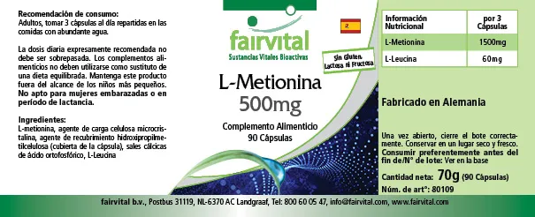 L-Methionine 500mg - 90 Capsules L-Methionine 500mg - 90 Capsules