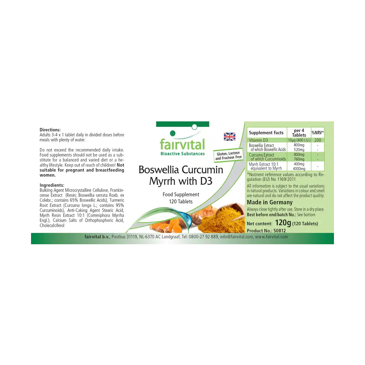 Boswellia Curcumin Myrrh with D3 - 120 tablets Boswellia Curcumin Myrrh with D3 - 120 tablets