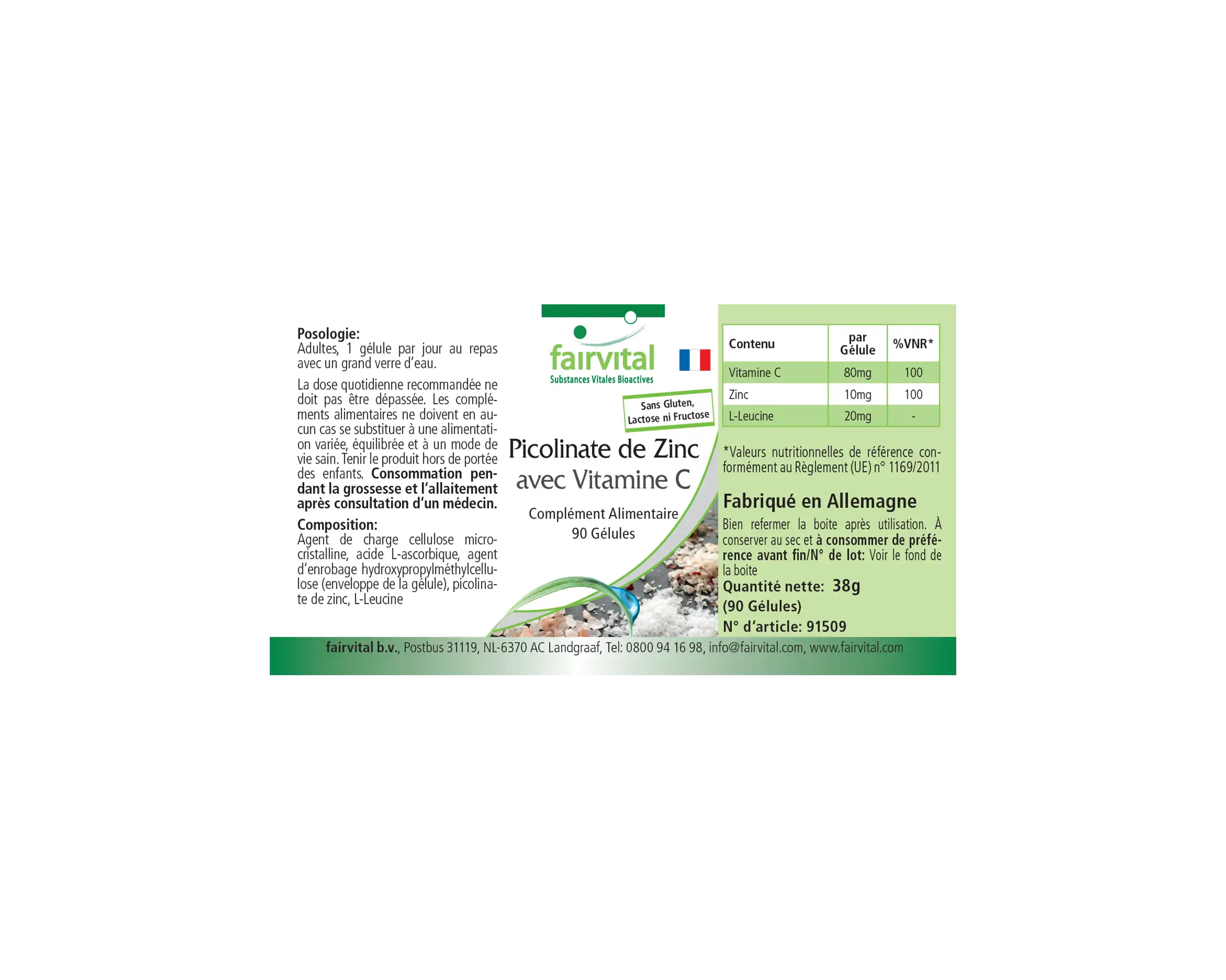 Picolinato de Zinc con Vitamina C - 90 cápsulas