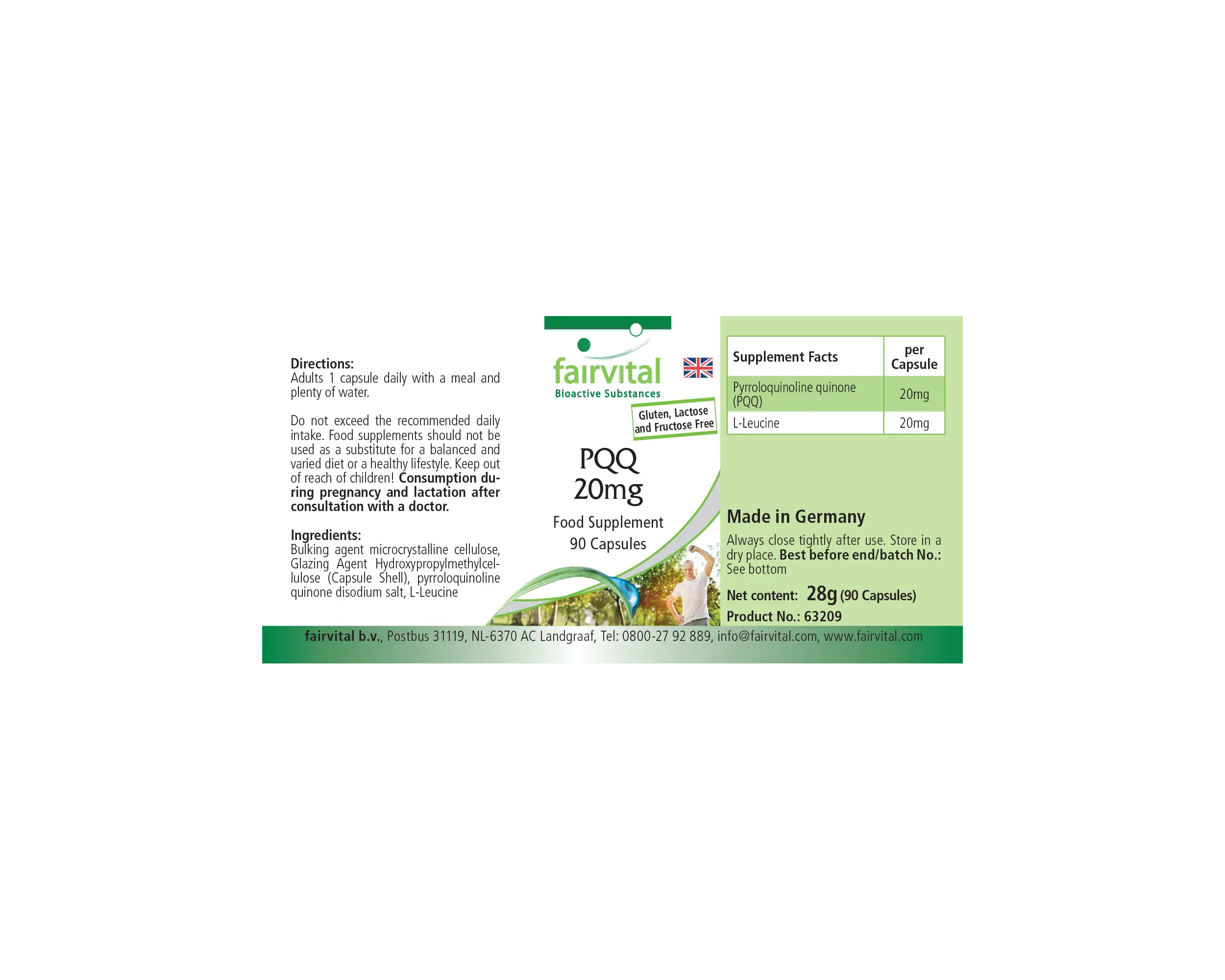 PQQ 20mg - 90 Kapseln - Pyrrolochinolinchinon-Dinatriumsalz - Hochdosiert und Vegan | Fairvital PQQ 20mg - 90 Kapseln - Pyrrolochinolinchinon-Dinatriumsalz - Hochdosiert und Vegan | Fairvital