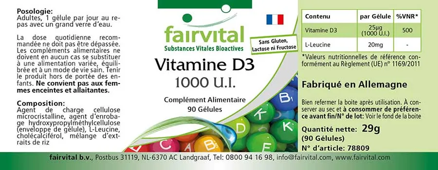 Vitamina D3 1000 U.I. - 90 Cápsulas