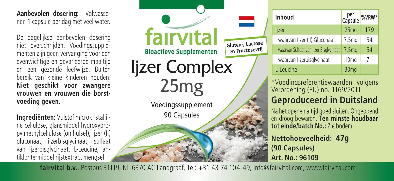 Eisen-Komplex 25mg - 90 Kapseln - Hochdosiert und Vegan | Fairvital Eisen-Komplex 25mg - 90 Kapseln - Hochdosiert und Vegan | Fairvital