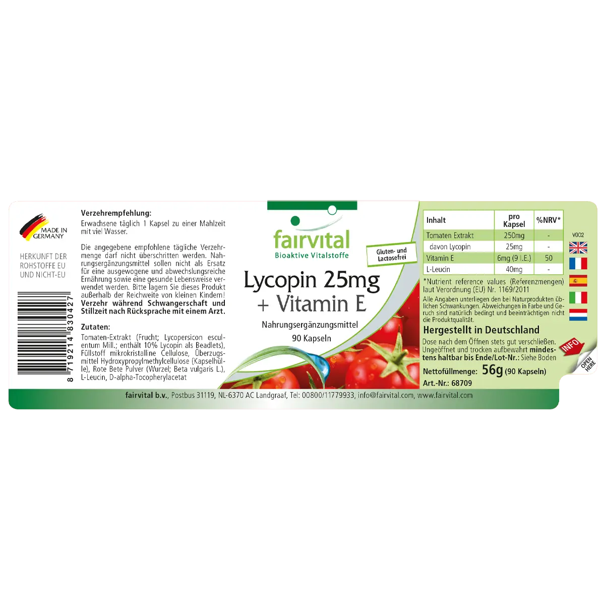 Licopene 25mg + Vitamina E - 90 capsule