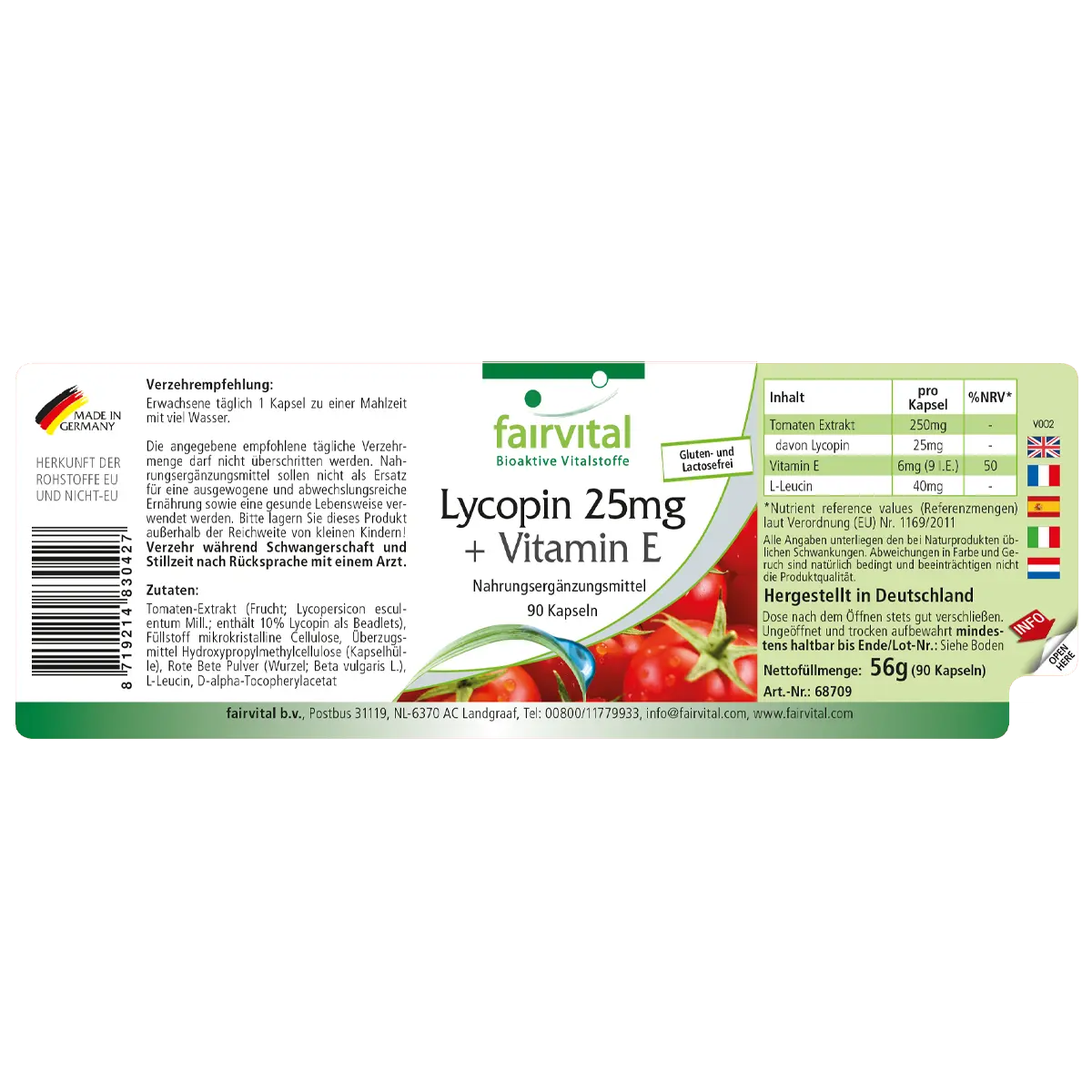 Licopeno 25mg + Vitamina E - 90 cápsulas Licopeno 25mg + Vitamina E - 90 cápsulas