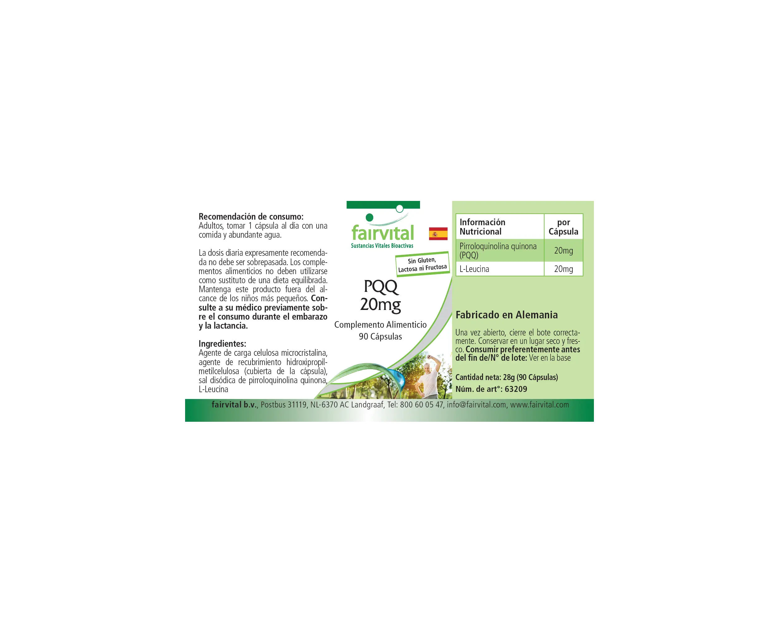 PQQ 20mg - 90 Kapseln - Pyrrolochinolinchinon-Dinatriumsalz - Hochdosiert und Vegan | Fairvital PQQ 20mg - 90 Kapseln - Pyrrolochinolinchinon-Dinatriumsalz - Hochdosiert und Vegan | Fairvital