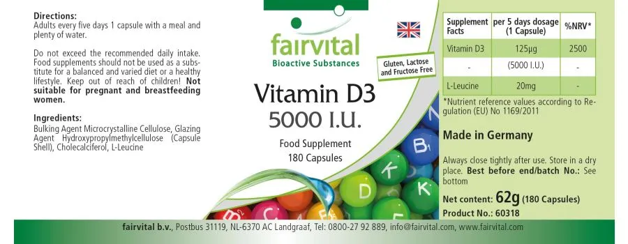 Vitamin D3 5000 I.U. - 180 Capsules Vitamin D3 5000 I.U. - 180 Capsules