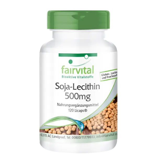 Soja-Lecithin 500mg - 120 LiCaps® - Hochdosiert und Vegan | Fairvital Soja-Lecithin 500mg - 120 LiCaps® - Hochdosiert und Vegan | Fairvital