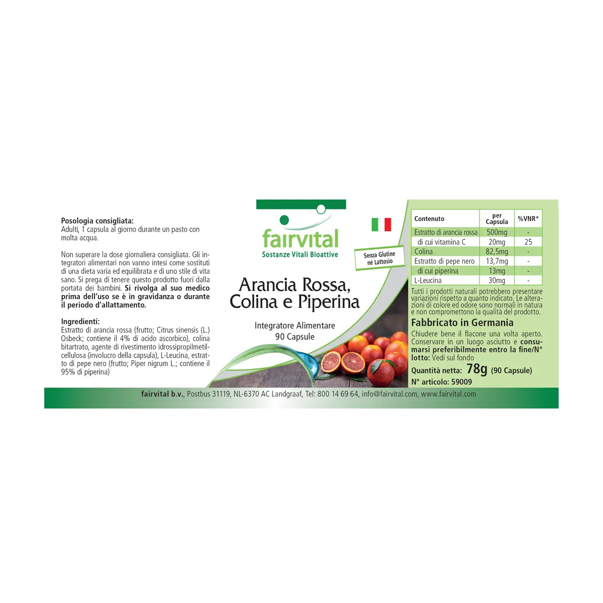 Blutorange, Cholin und Piperin 500mg - 90 Kapseln - mit Vitamin C - für Leberfunktion, Immunsystem uvm. | Fairvital Blutorange, Cholin und Piperin 500mg - 90 Kapseln - mit Vitamin C - für Leberfunktion, Immunsystem uvm. | Fairvital