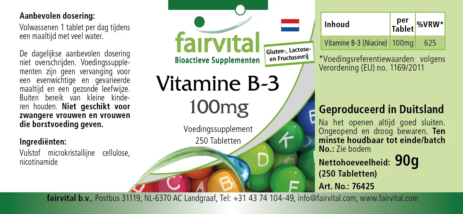 Vitamin B3 Niacin 100mg - 250 Tablets Vitamin B3 Niacin 100mg - 250 Tablets