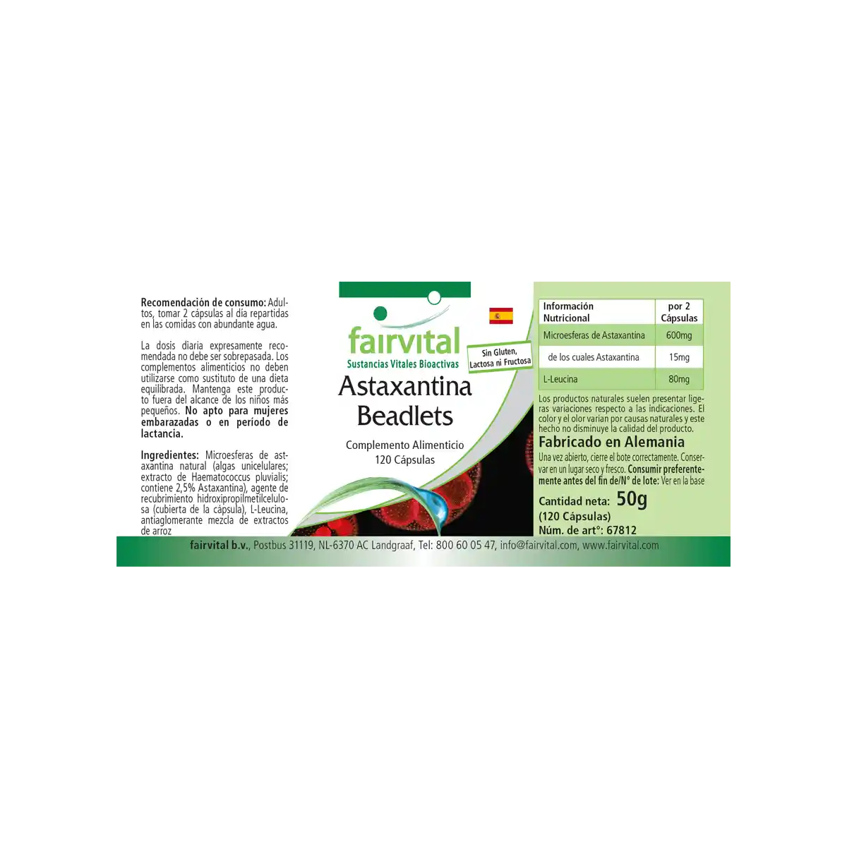 Astaxanthin Beadlets mikroverkapselt - 120 Kapseln - Hochdosiert und Vegan | Fairvital Astaxanthin Beadlets mikroverkapselt - 120 Kapseln - Hochdosiert und Vegan | Fairvital