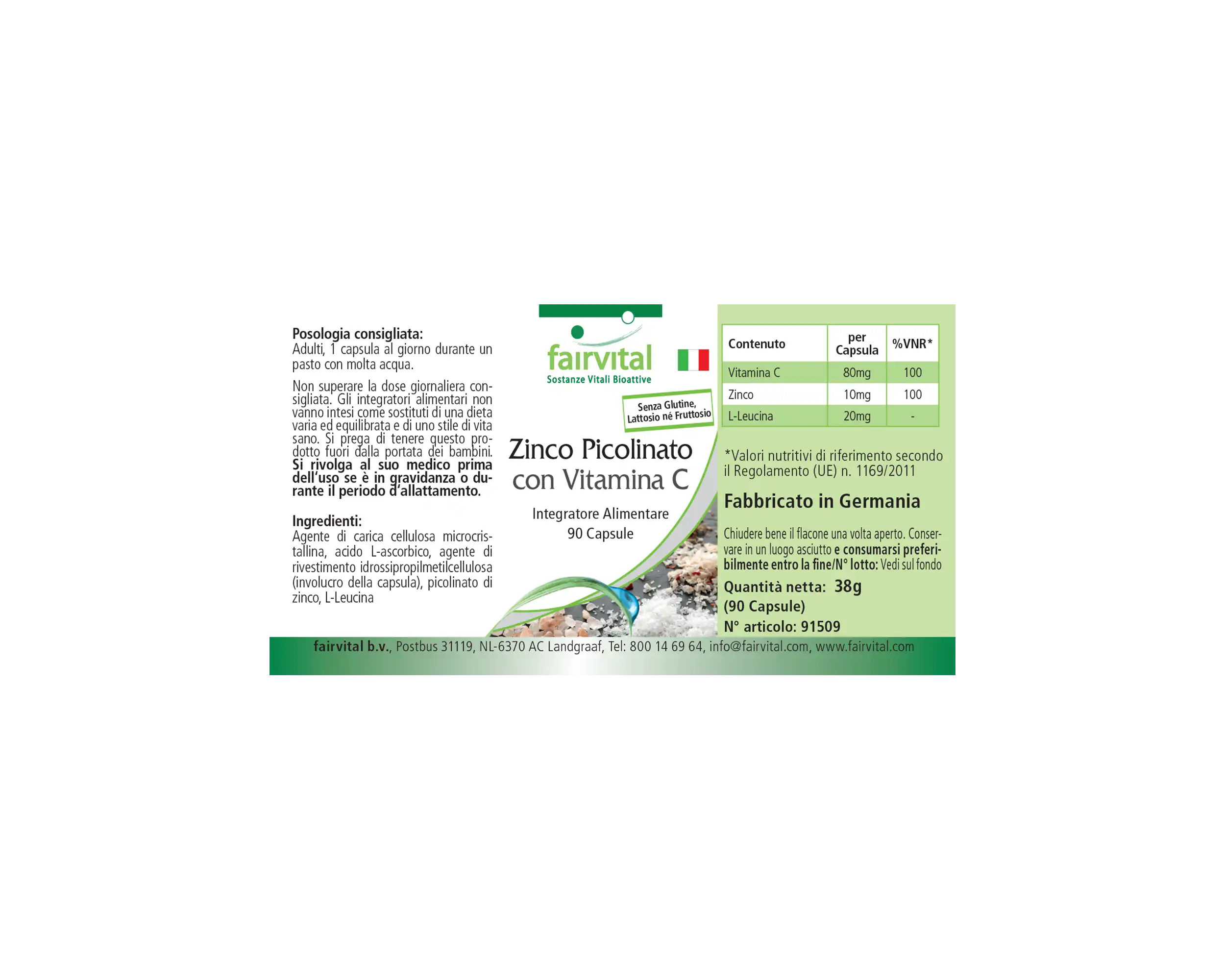 Picolinato de Zinc con Vitamina C - 90 cápsulas