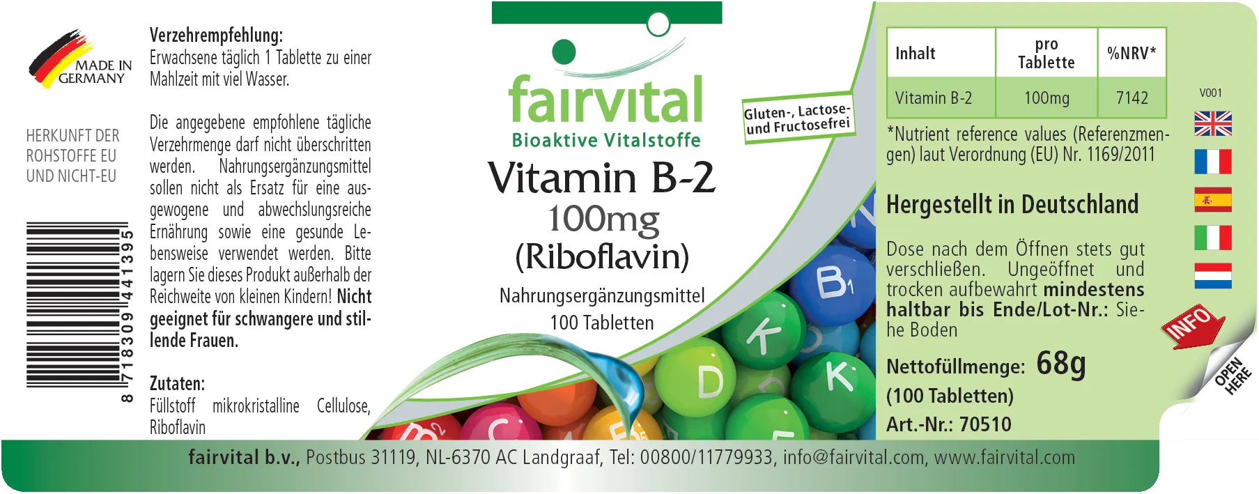 Vitamina B2 Riboflavina - 100 compresse