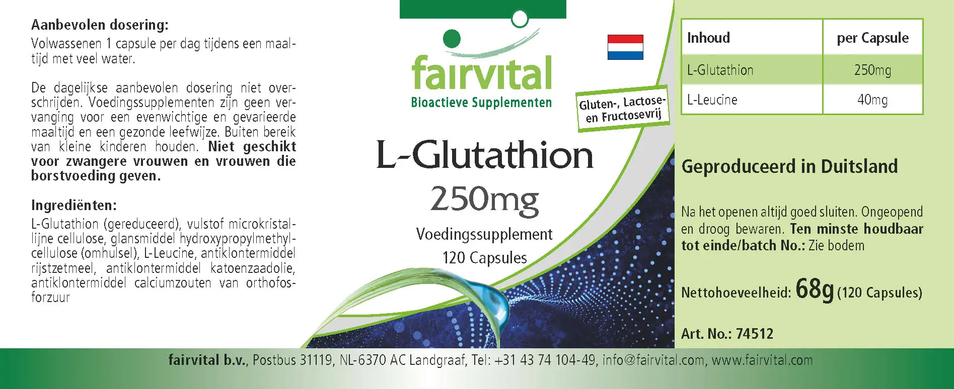 L-Glutathion 250mg - 120 Kapseln - Vegan | Fairvital L-Glutathion 250mg - 120 Kapseln - Vegan | Fairvital
