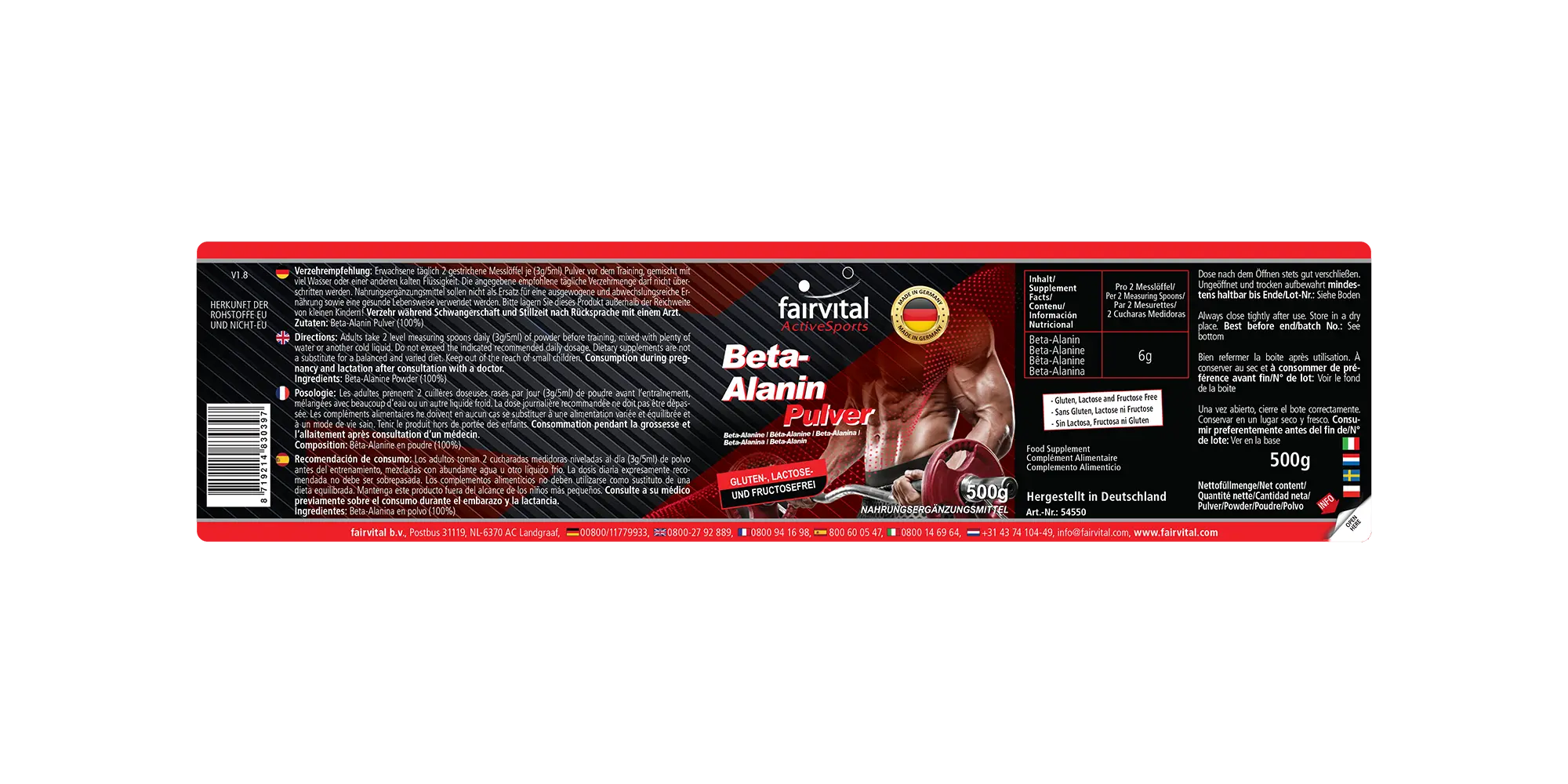 Beta alanina 500g en polvo Beta alanina 500g en polvo