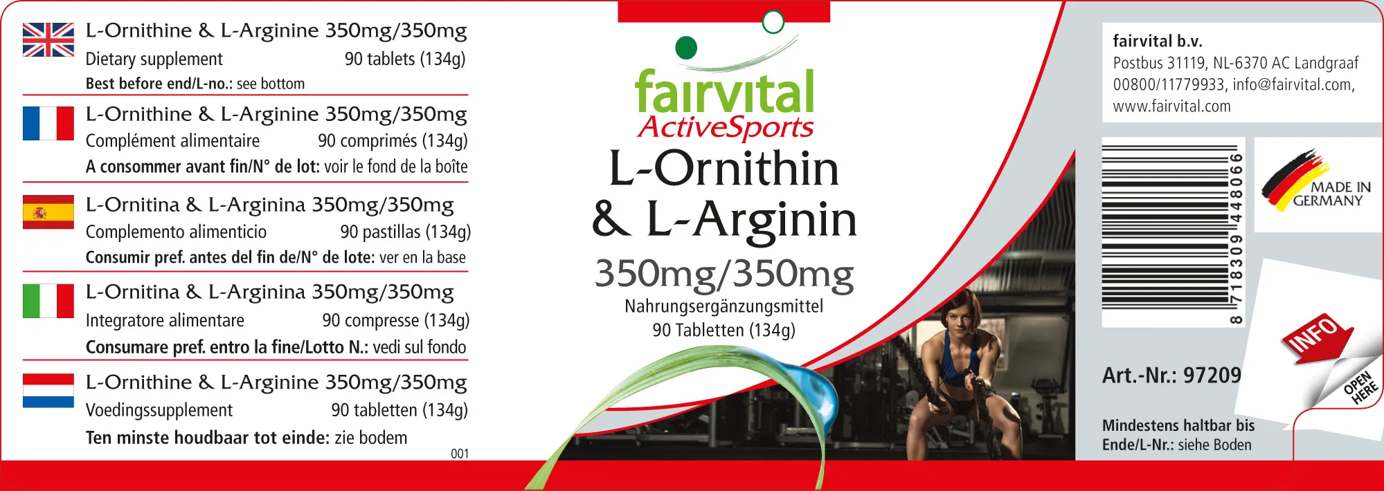 L-ornithine & L-arginine 350mg/350mg - 90 tablets